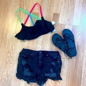 VS PINK || NWT Flounce Top {Black - Pink - Blue - Green} 👙